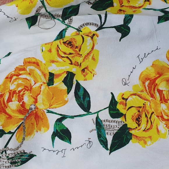 River Island Rose Print Sundress Puff Sleeve Cotton 12yrs 50's Ruched. - Picture 6 of 9